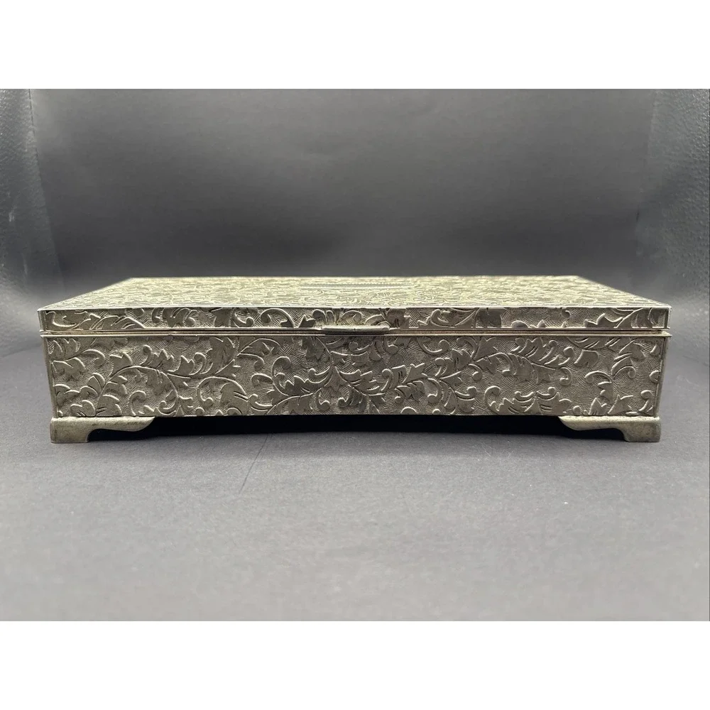 Vintage International Silver Co. Jewelry Box - Silver Plated, Floral Repousse